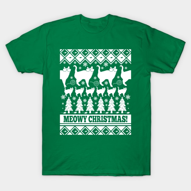 Meowy Christmas - Ugly Christmas Shirt T-Shirt by BentonParkPrints